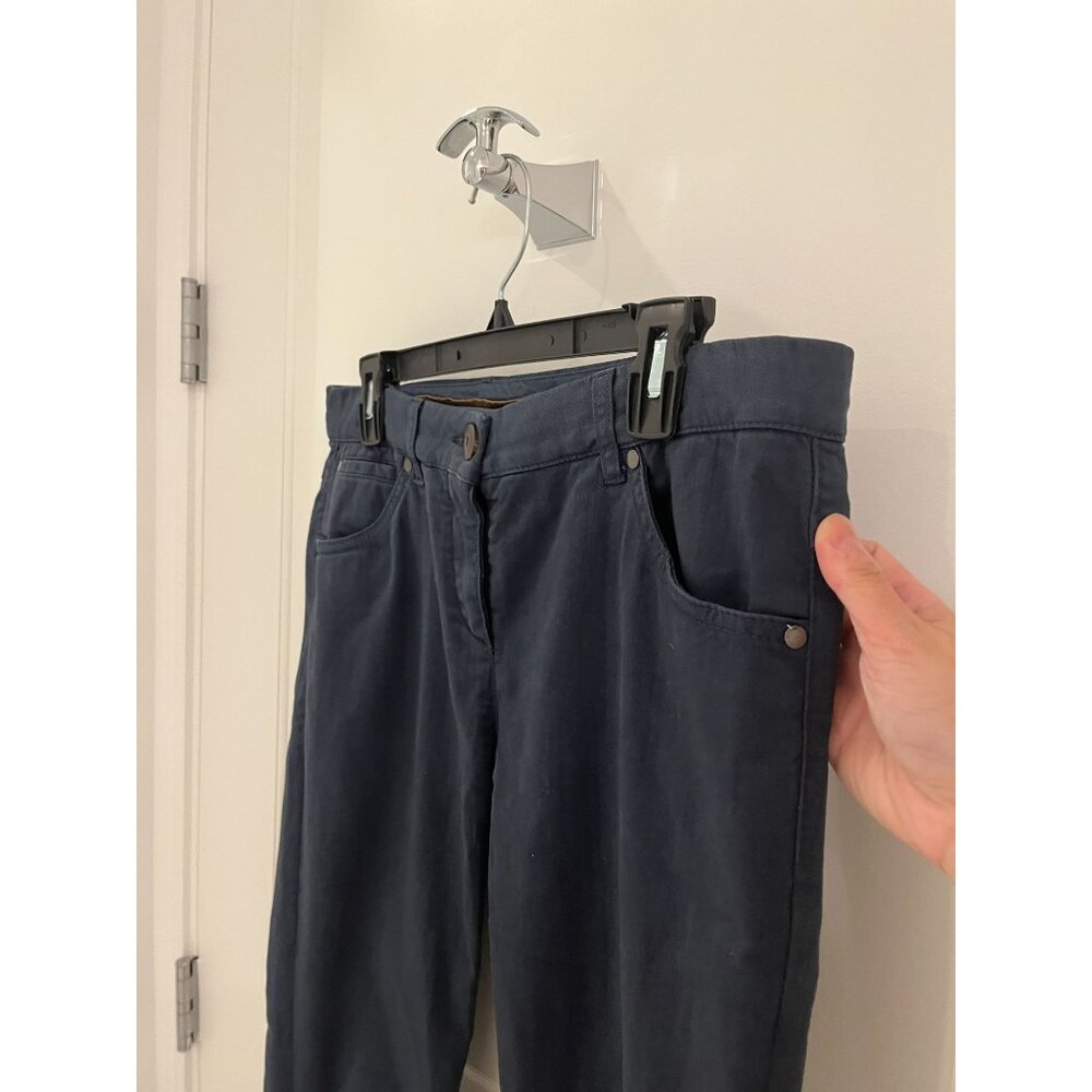 Brunello Cucinelli Twill Casual Chino Women's 5 Pocket Blue Pants Size 8 - Picture 4 of 15